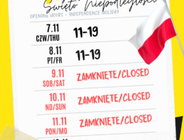 żółty banner informacyjny święto niepodległości